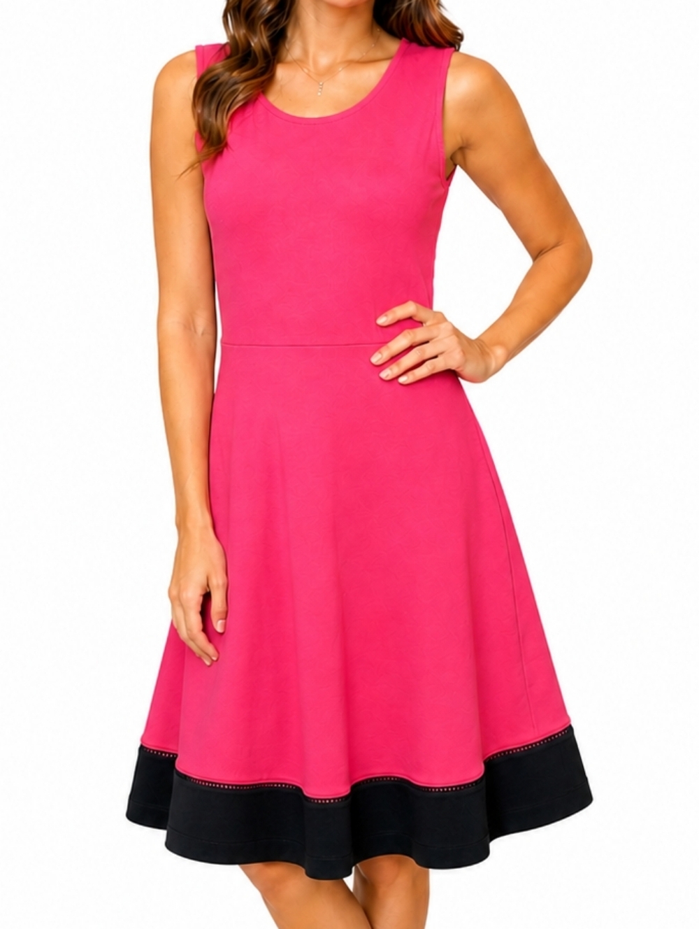 Talbots Pink Sleeveless A-Line Dress with Bkack Border